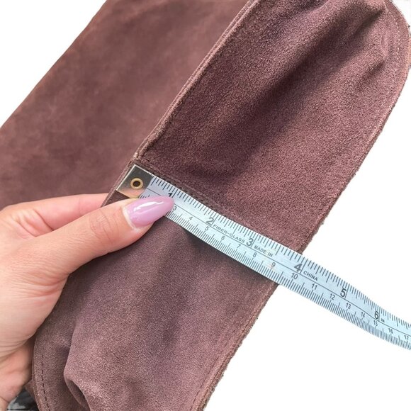 Patrizia Pepe Suede Leather Flap Buckle Crossbody Satchel‎ Brown Western Boho - Picture 15 of 16